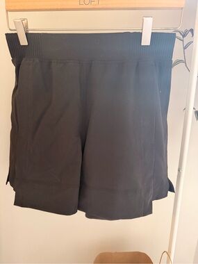 Lululemon Relaxed-Fit Black 4” Athletic Shorts High Waist with Ribbed Waistband